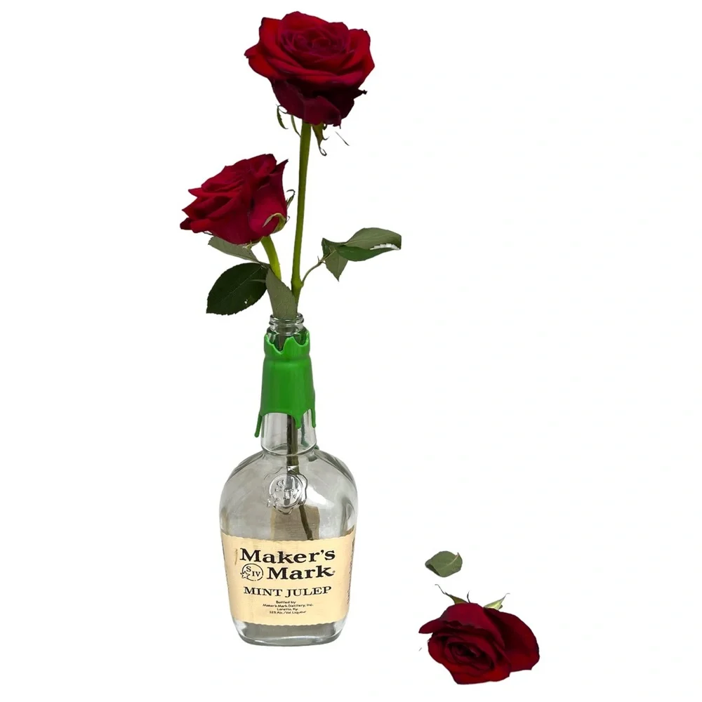 Empty Maker's Mark Mint Julep Green Wax Bottle Kentucky Derby Party Decorations
